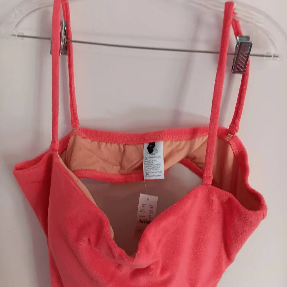 J Crew Women's Cutout Bandeau One Piece In Terry Coral Size 20 NWT